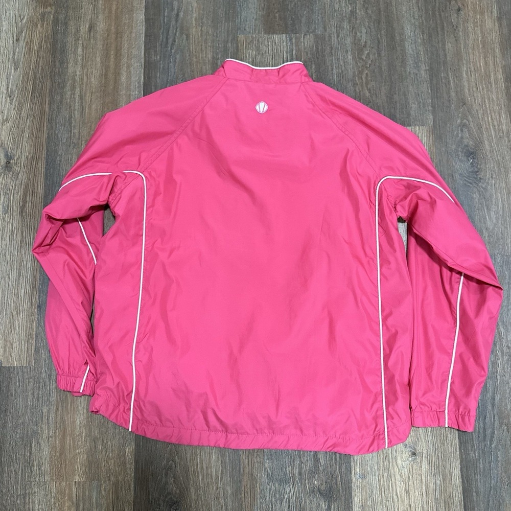 Sunice Weather‎ Pink 1/4 Zip Windbreaker Pullover Women's Sz M Pine Needles Logo - Picture 7 of 9